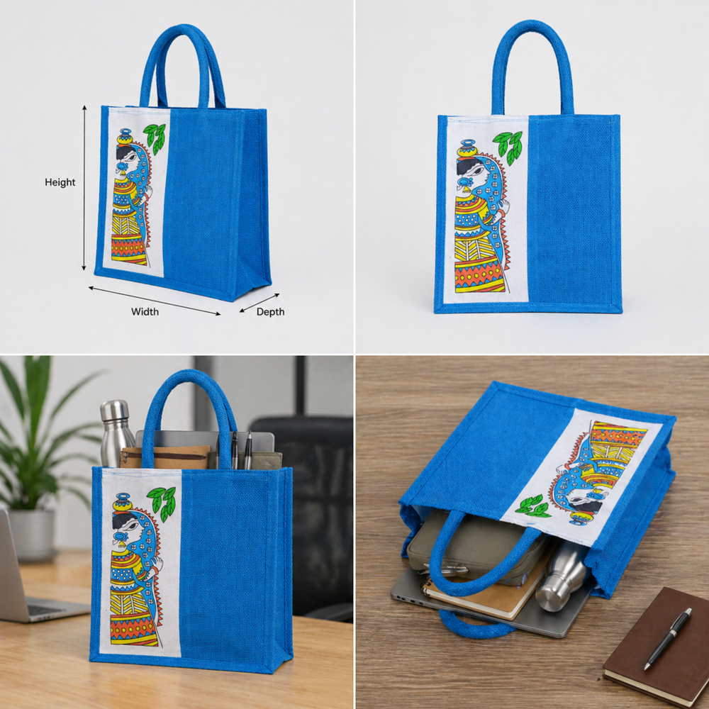 Blue Canvas Jute Bag