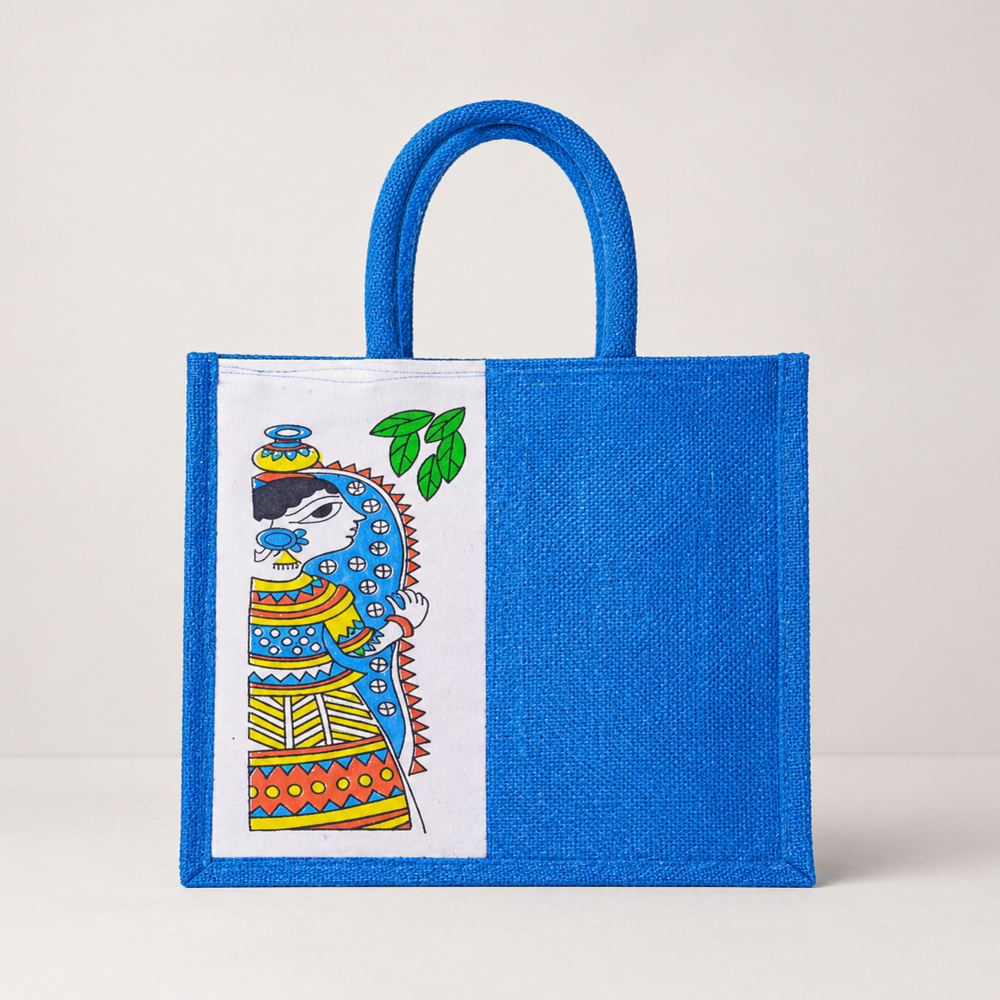 Blue Canvas Jute Bag