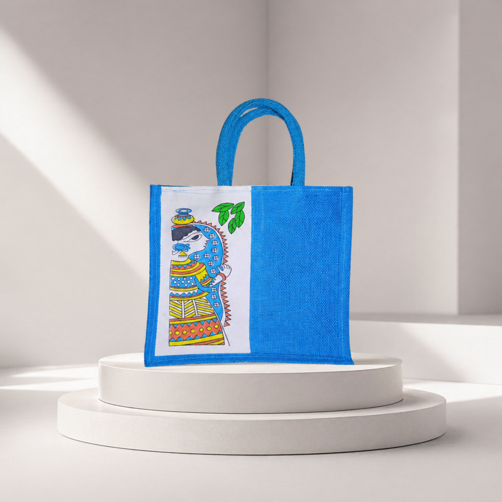 Blue Canvas Jute Bag