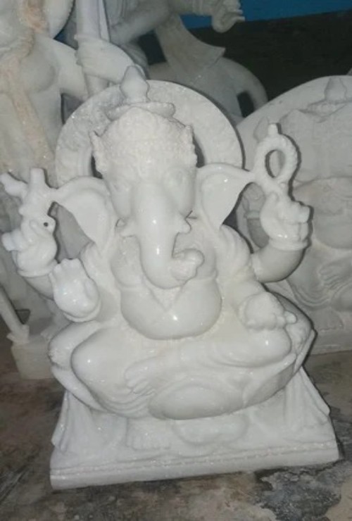 18 Inch White Marble Ganesh Ji Statues