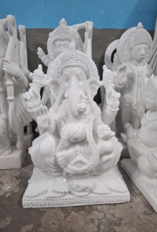 Pure White Marble Ganesh Statues