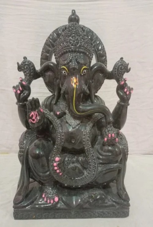 Black Marble Ganesh Ji Statue
