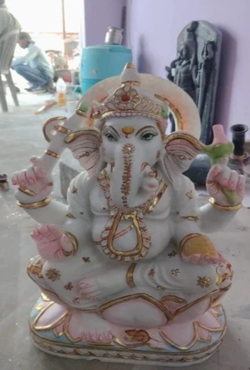 18 Inch Marble Ganesh Statue