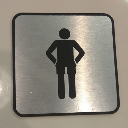 ACP Plates - Aluminium Composite Panel 100x100x3 mm, Brushed Silver with Black Pictogram, Scratch-Resistant & UV-Printed