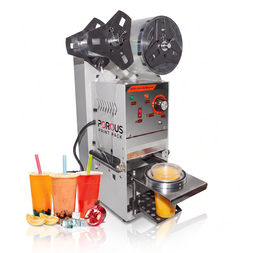 Automatic Cup Sealing Machine - Color: Blue And Orange