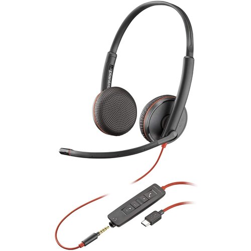 Plantronics Blackwire C3225 - Plastic, Foam, Metal, 186x144x32 Mm | Noise-cancelling Mic, Lightweight Design, Usb-a & 3.5 Mm Connectivity