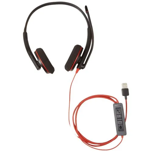 Plantronics Blackwire C5220 - Plastic & Synthetic Leather, Black With Red Accents | Noise-canceling Mic, Dynamic Eq, Inline Controls, Usb-a & 3.5mm Connectivity