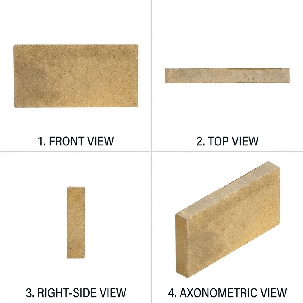 Refractory Low Iron Fire Brick - Alumina Block, 9 In. X 3 In. X 2 In., Custom Color, Basic Refractoriness, Durable Heat Resistance, Rectangular Shape