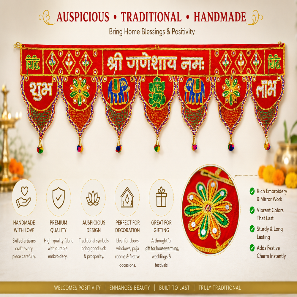 KRISHNA HANDLOOM Attractive Decorative Festival Door Hanging Art  X 5