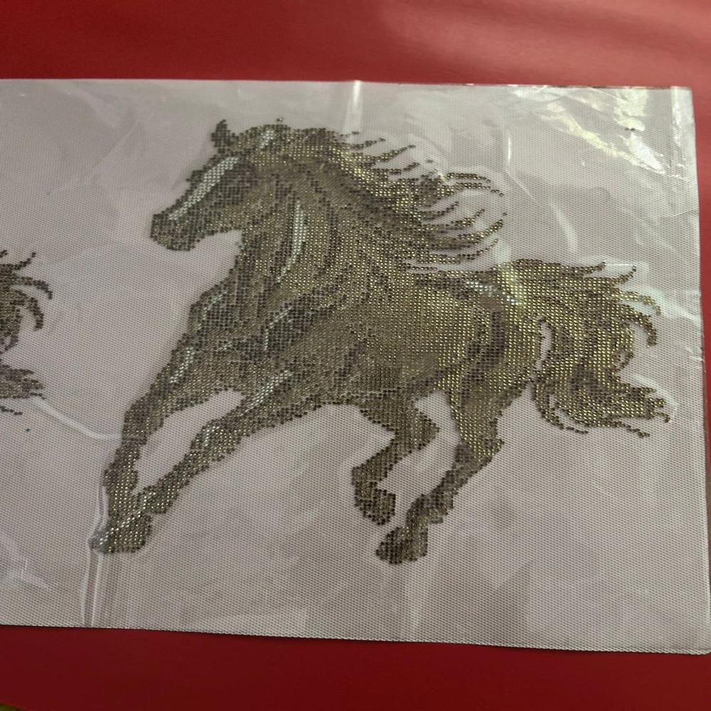 Premium Running Horse Rhinestone Heat Transfer Sticker | Crystal Hotfix Horse Design For T-Shirts, Jackets & Fashion Garments - Features: Easy To Apply