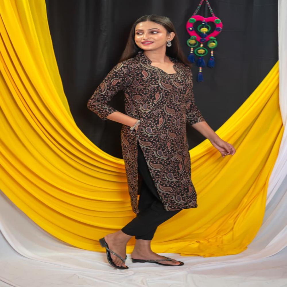 Rayon Kurti And Pant Set