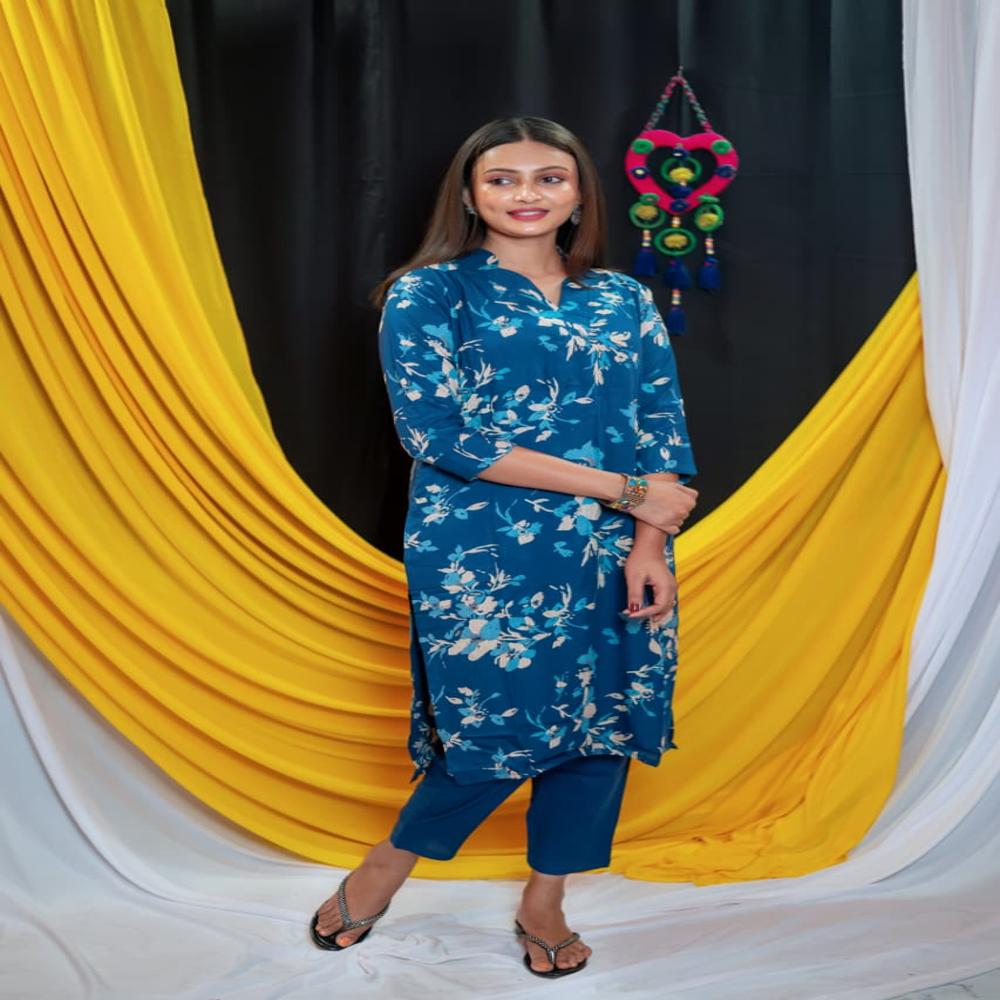 Rayon Kurti And Pant Set