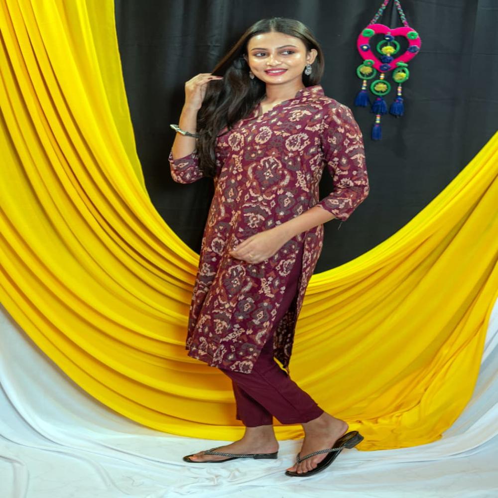 Rayon Kurti And Pant Set