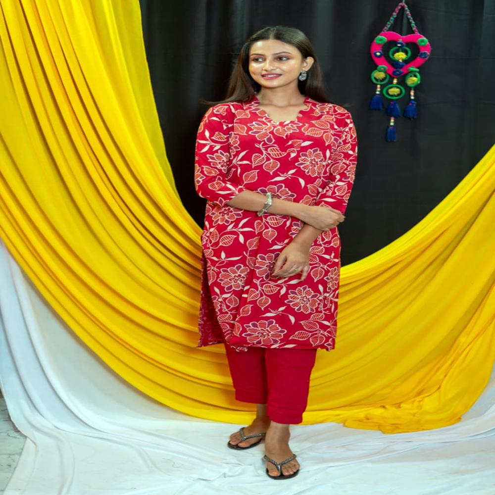 Rayon Kurti And Pant Set
