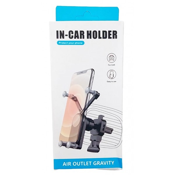 Car Mobile Holder - Durable Plastic, Matte Black, Universal Adjustable Fit, Gravity Locking Mechanism, 360â° Rotation