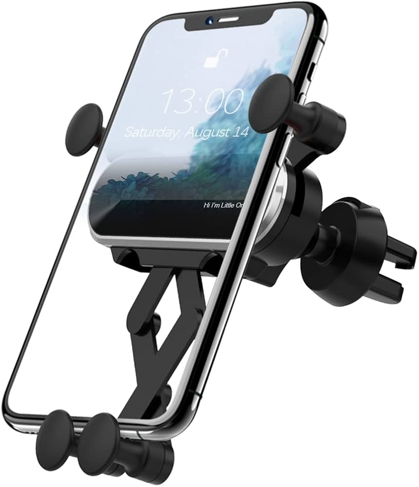 Car Mobile Holder - Durable Plastic, Matte Black, Universal Adjustable Fit, Gravity Locking Mechanism, 360â° Rotation