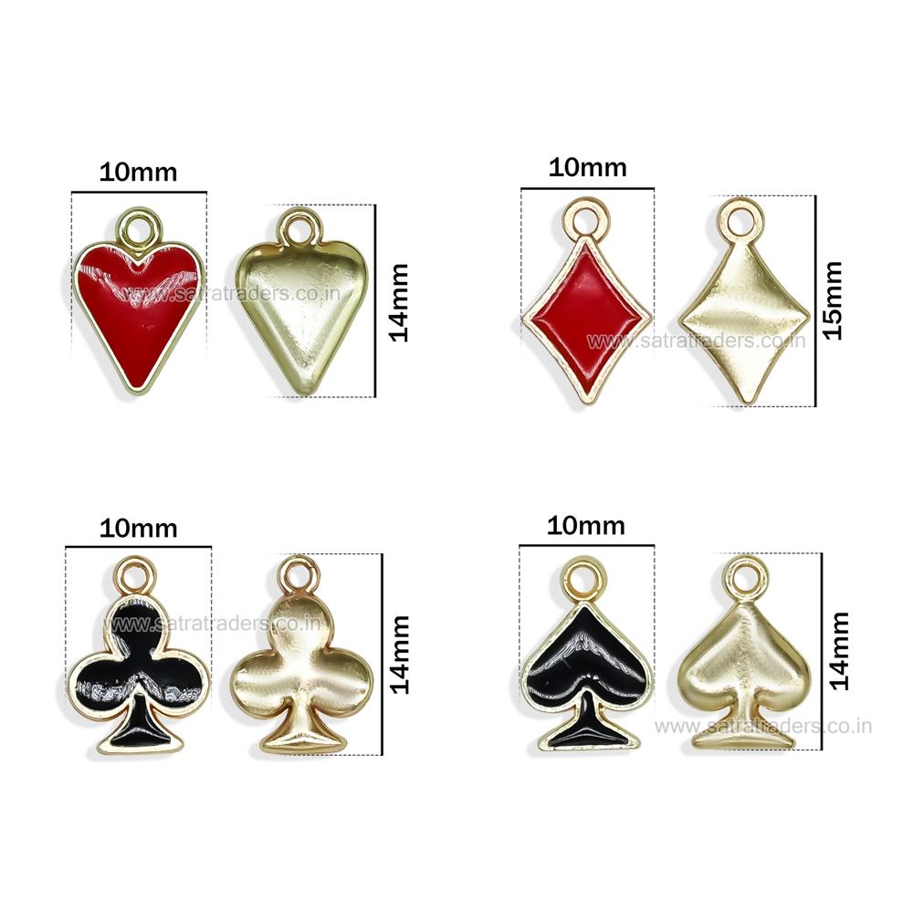 Playing Card Suits Enamel Charms Set - Color: Red/Black