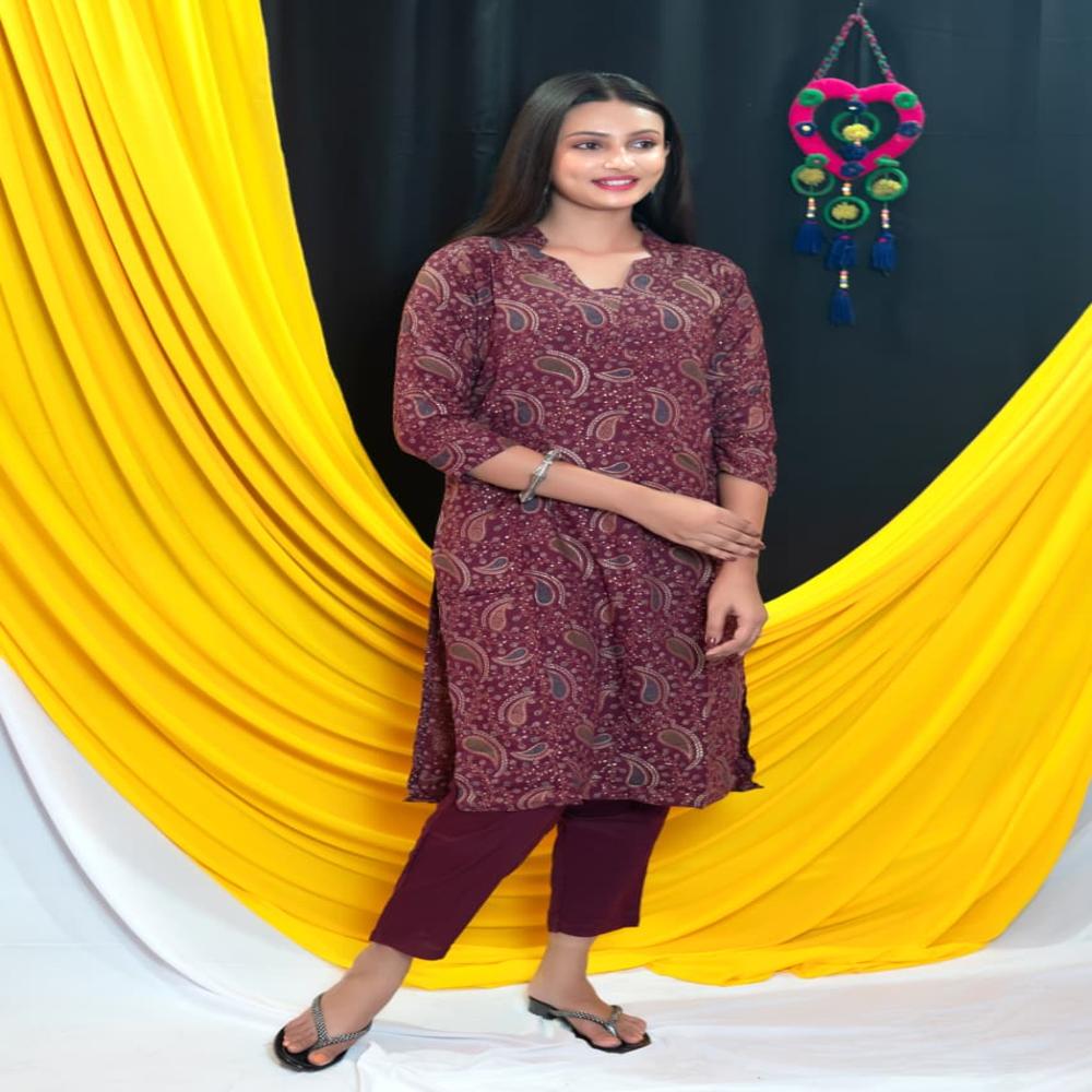 Rayon Kurti And Pant Set
