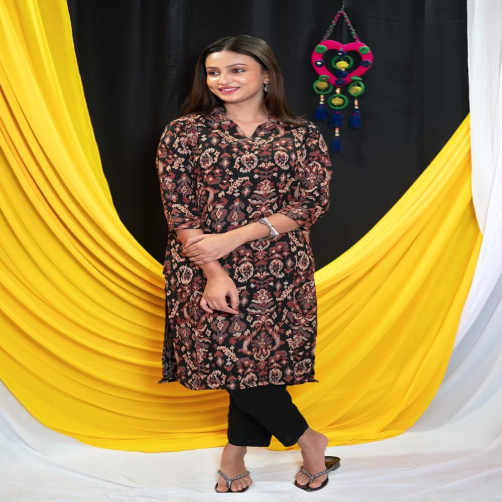 Rayon Kurti And Pant Set