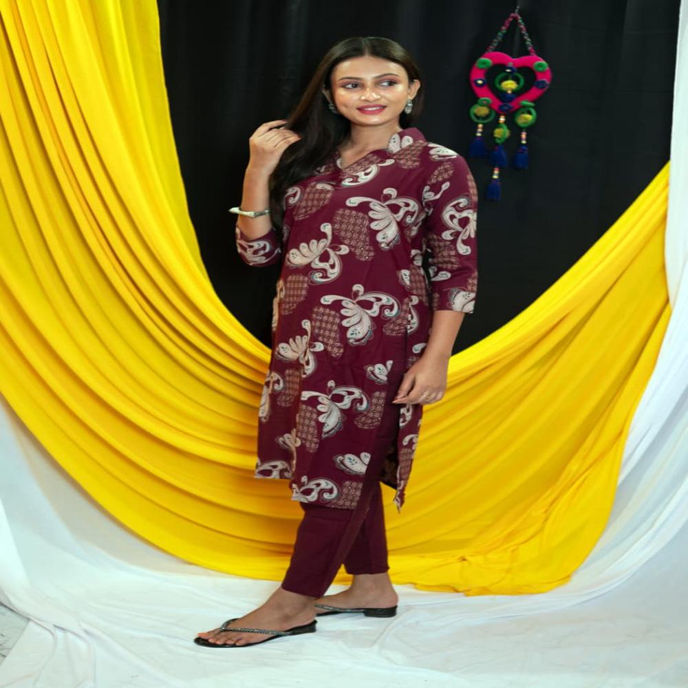 Rayon Kurti And Pant Set