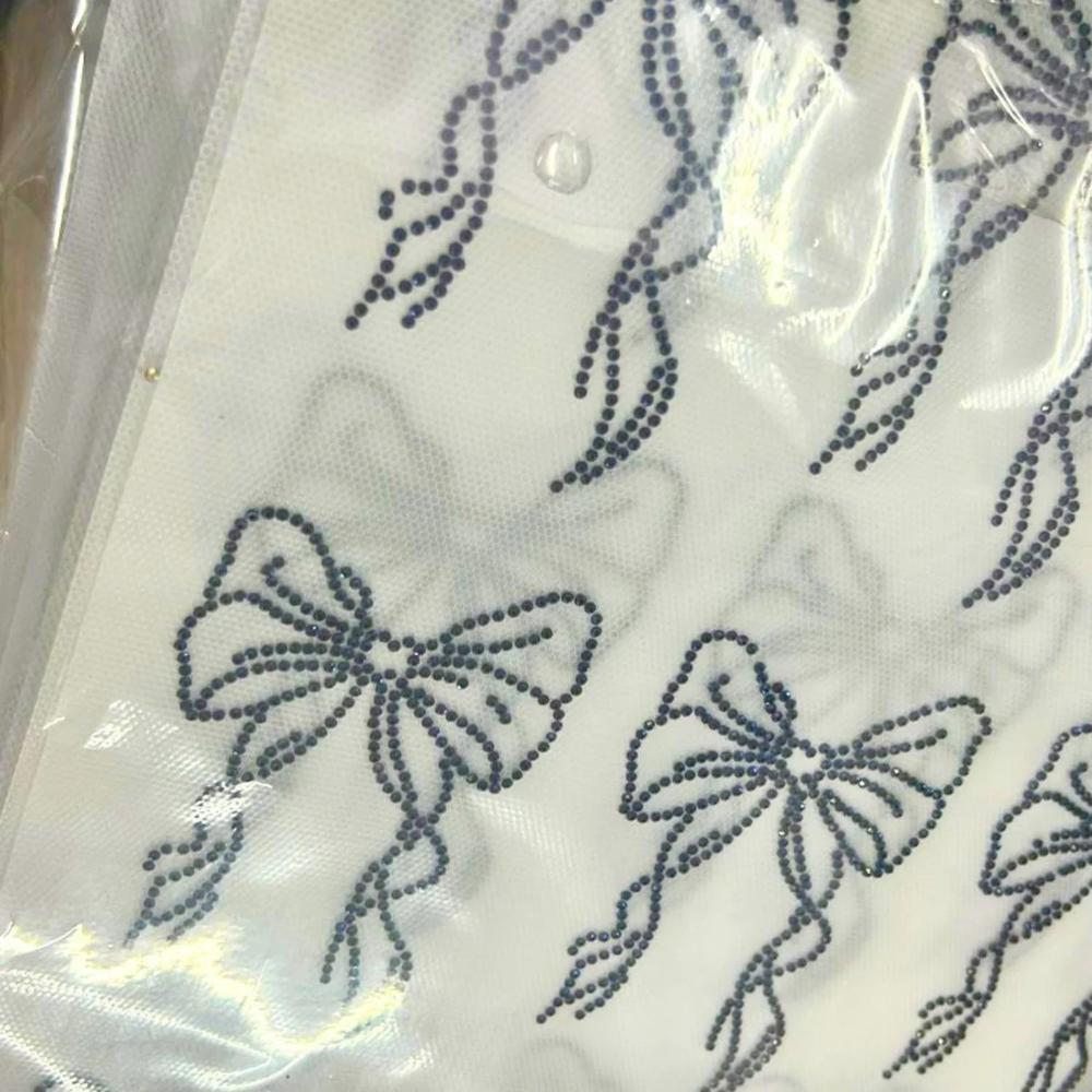 Premium Bow Rhinestone Heat Transfer Sticker | Crystal Hotfix Ribbon Bow Design For T-shirts, Dresses, Kids Wear & Fashion Garments - Color: Black / Jet Black (custom Colors Available)
