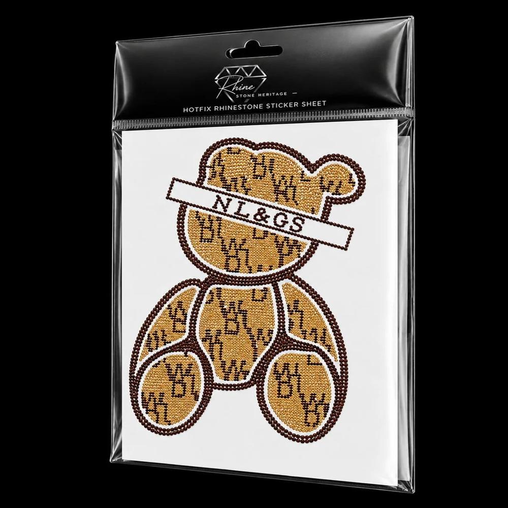 Premium Designer Teddy Bear Rhinestone Heat Transfer Sticker | Luxury Hotfix Crystal Bear Motif for T-Shirts, Hoodies & Kids Garments