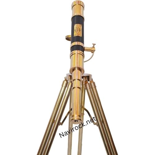 Antique Marine Shiny Brass Telescope Vintage Tripod Standing Telescopes Nautical Black Leather Cover Tube Gifts sail Boat