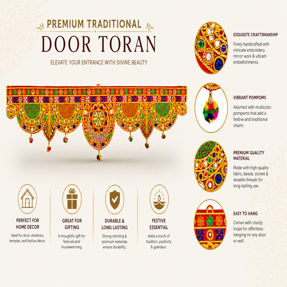 KRISHNA HANDLOOM Attractive Decorative Main Entrance Temple Art  Y 11