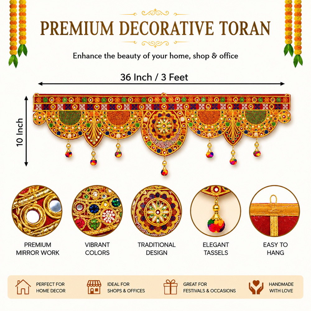 KRISHNA HANDLOOM Attractive Decorative Main Entrance Temple Art  Y 12