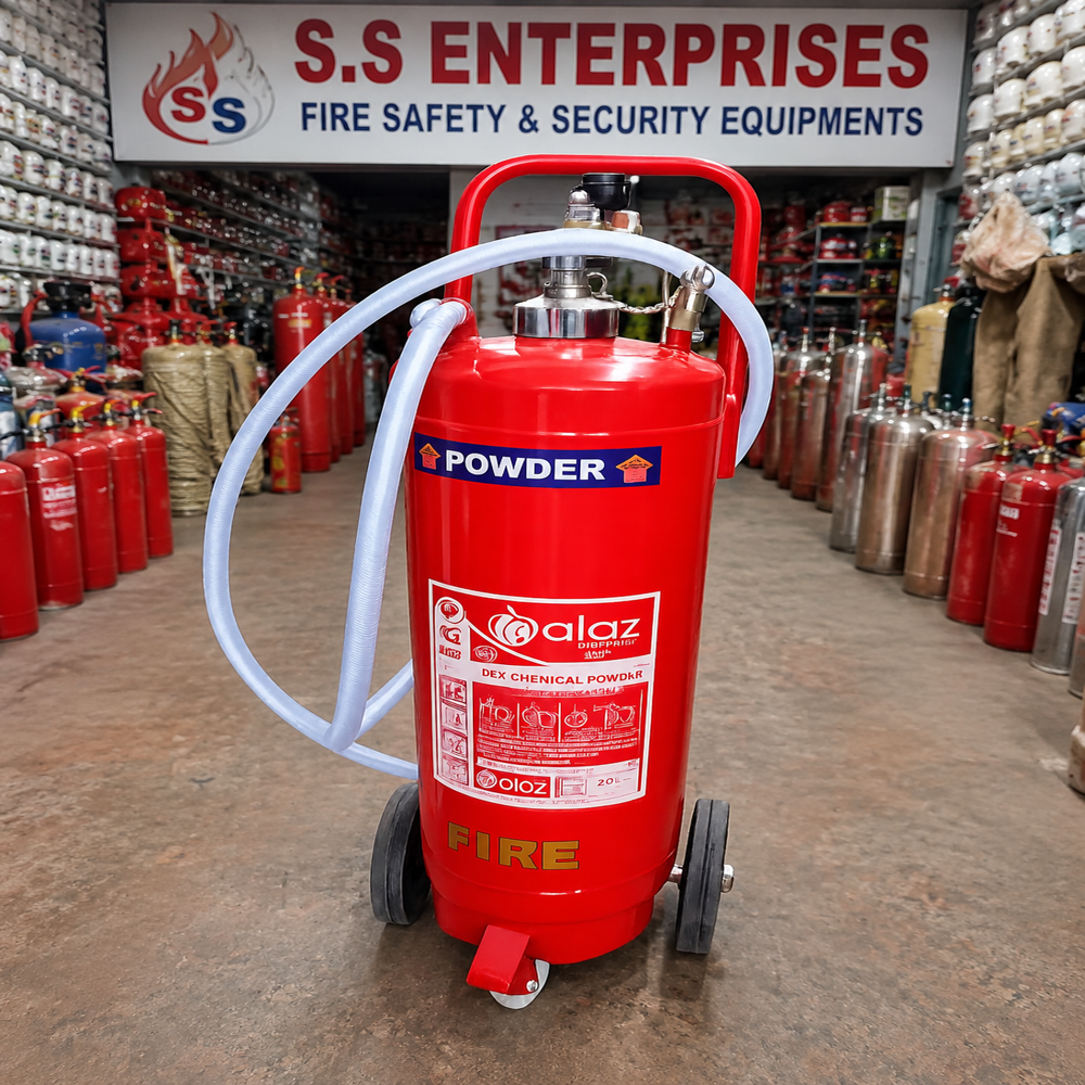 Mild Steel Trolley Mounted Dry Powder Fire Extinguisher - 40 Kg Capacity, Red & Yellow, Fire Rating 13 B, Long Life Span & Reliable For Industrial/commercial Use