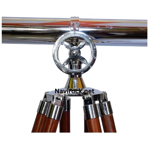 Vintage Brass Telescope Chrome/Nickel Finish Wooden Tripod Adjustable Floor Standing Decorative Telescope for Home