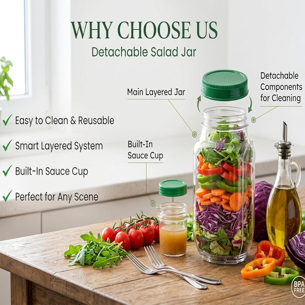Multi-Purpose Salad Pod Container for Office, School & Travel