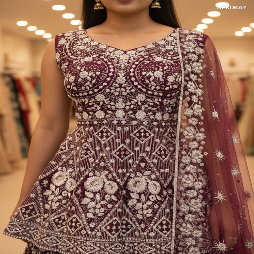 Cut Dana Peplum Lehenga Set