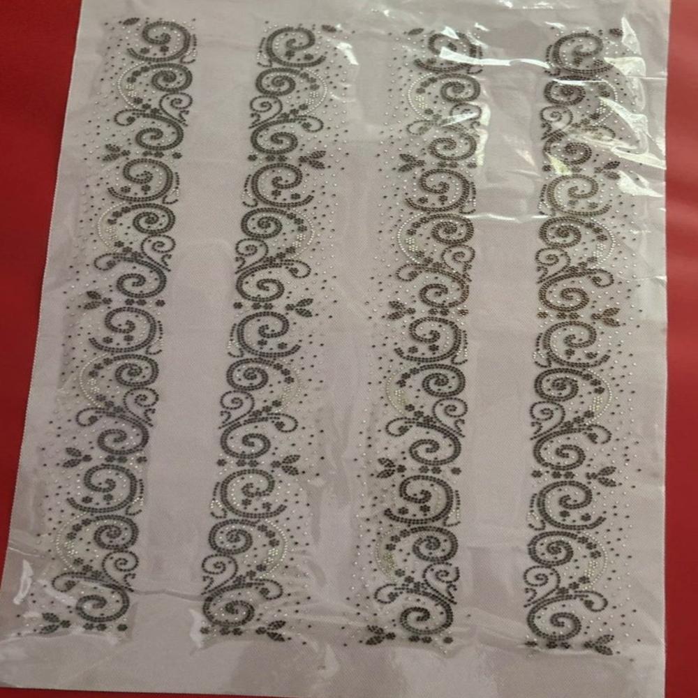 Premium Scroll Floral Rhinestone Border Heat Transfer Sticker | Crystal Hotfix Decorative Lace Strip For Kurtis, Abayas, Sarees & Ethnic Wear - Features: Easy To Apply