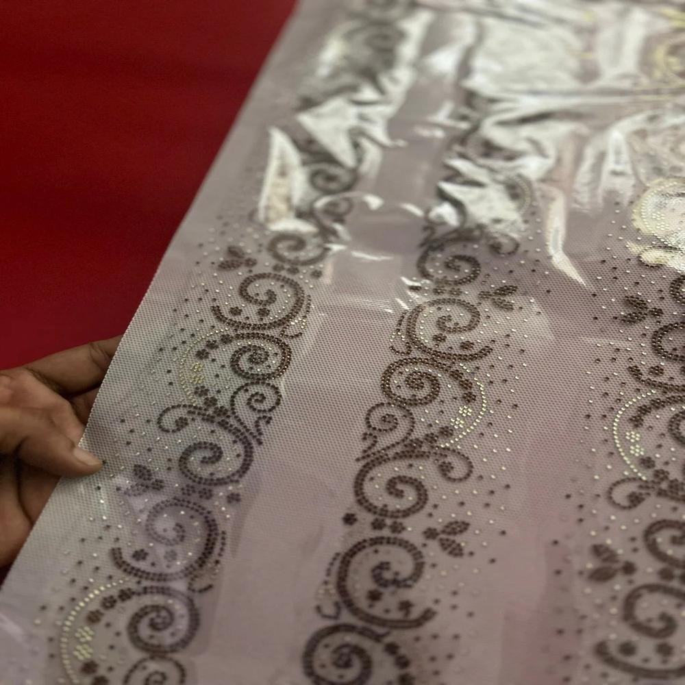 Premium Scroll Floral Rhinestone Border Heat Transfer Sticker | Crystal Hotfix Decorative Lace Strip for Kurtis, Abayas, Sarees & Ethnic Wear