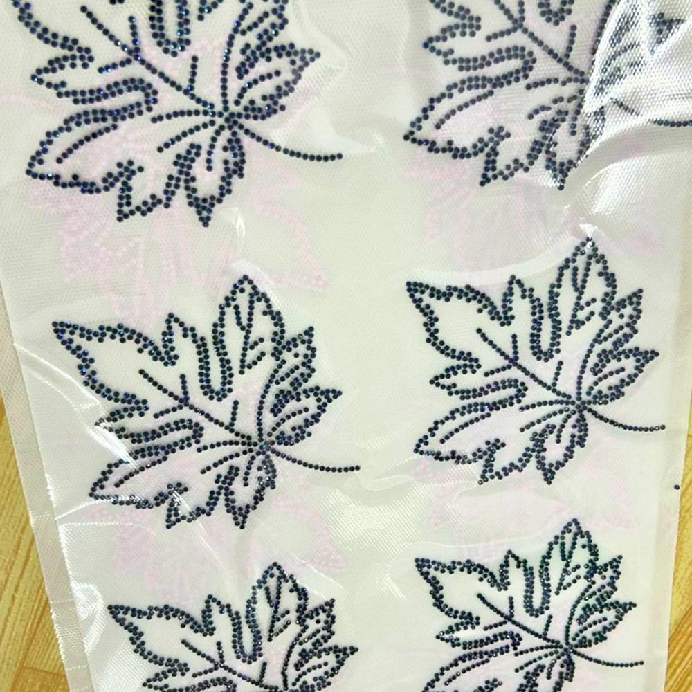 Premium Maple Leaf Rhinestone Heat Transfer Sticker | Crystal Hotfix Leaf Design For Shirts, T-Shirts,Hoodies, Kurtis & Fashion Garments - Color: Jet Black (Custom Colors Available)