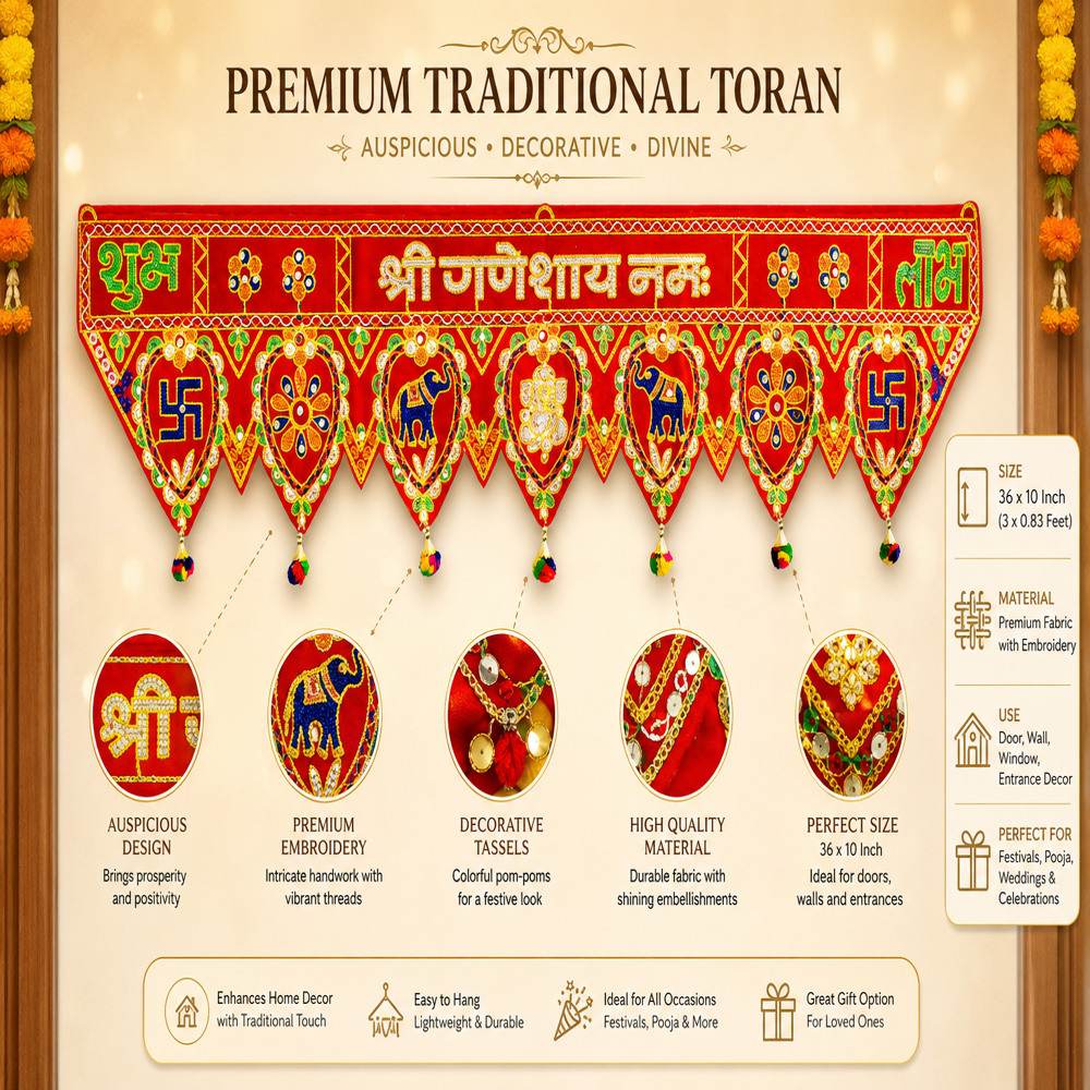 Krishna Handloom Traditional Decorative Home Festival Wall Art Z 18 - Color: Red