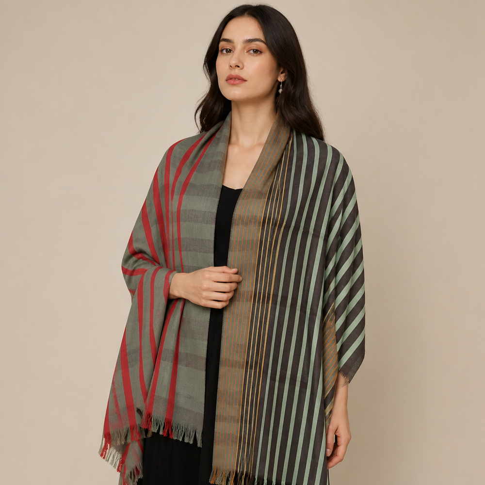 Pure Wool Multi Box And Check  Stoles
