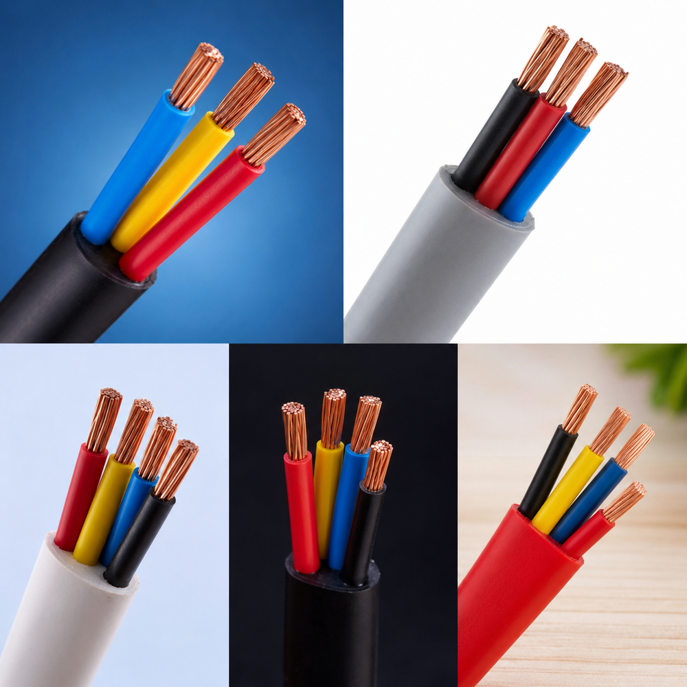 4 Core Electric Power Cable - Copper Conductor, 220v Rated Voltage, Multicolor Pvc | Durable, Flexible, Ideal For Electric Fitting