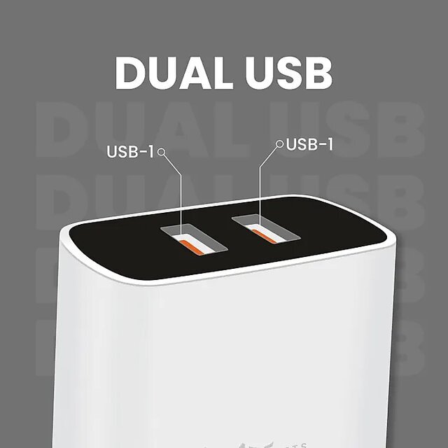 Voltrexon 30w 2 Port Mobile Wall Charger With Inbuilt Mobile Stand 100cm Micro Usb Charging Cable