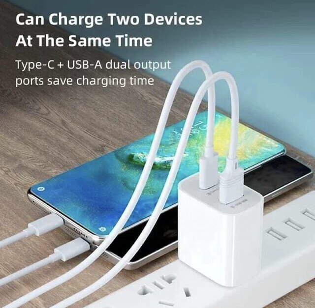 Voltrexon 45w Fast Charger Adapter with Dual Output USB+ Type C