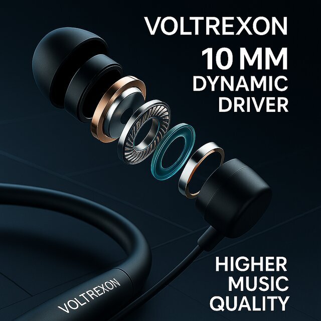 Voltrexon Wireless Headphones with Mic Deep Bass 10mm