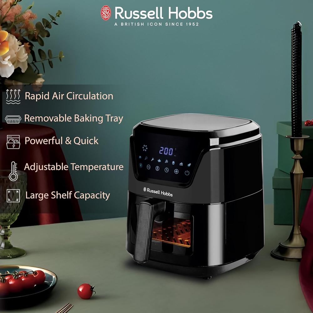 Russell Hobbs Sizzle Air RAF5500 5.5L 1350W Digital Air Fryer | 8-in-1 Pre-Set Programs