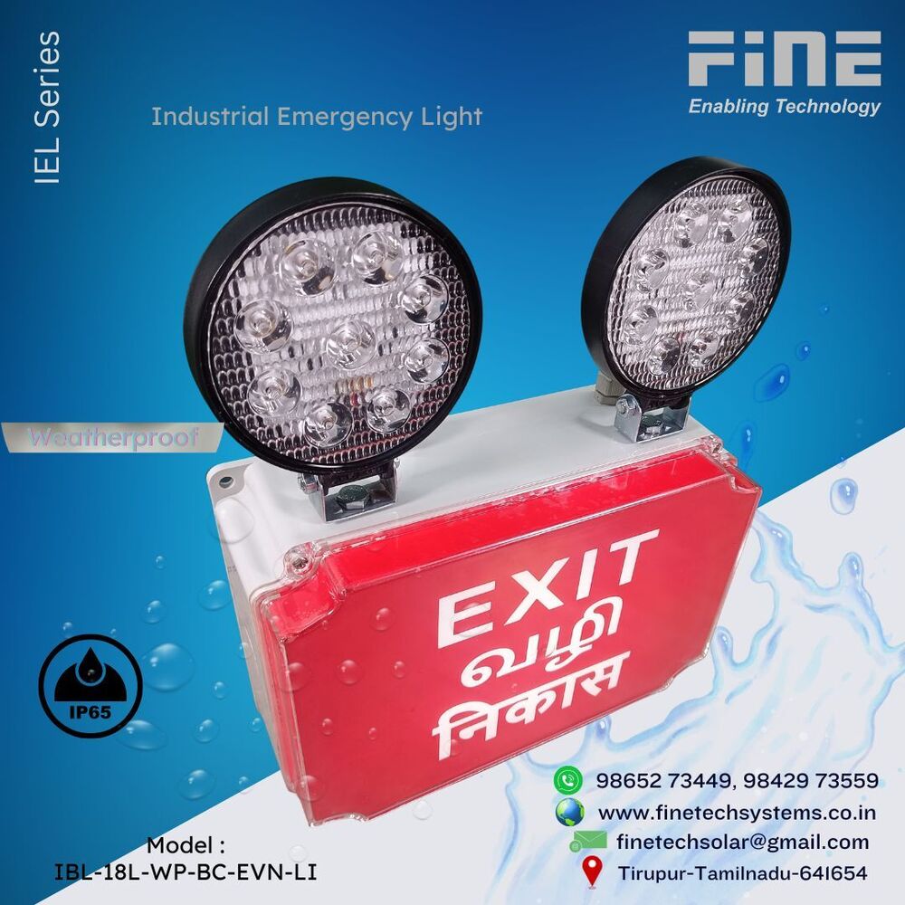 Weather proof INDUSTRIAL EMERGENCY LIGHT with Back lite IEL BC L 18W