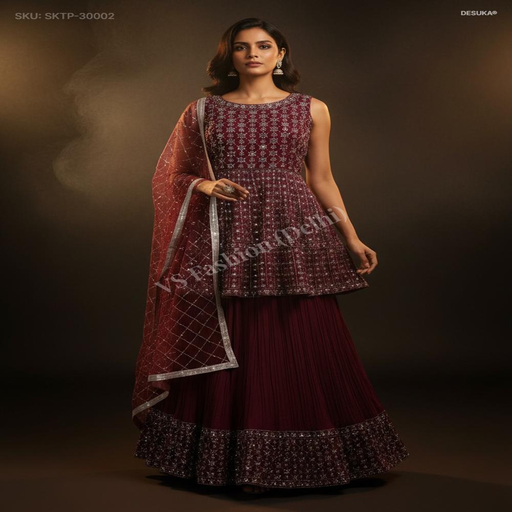 Georgette Peplum Lehenga Set