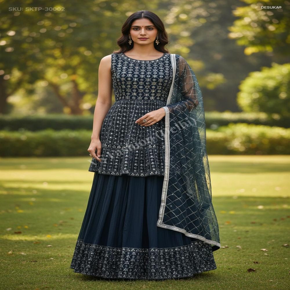 Georgette Peplum Lehenga Set