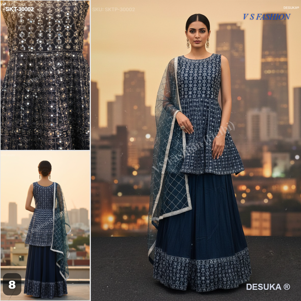 Georgette Peplum Lehenga Set