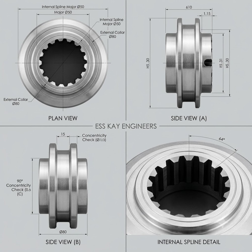 Mild Steel Broached Component - Bladeâ Size: Standard