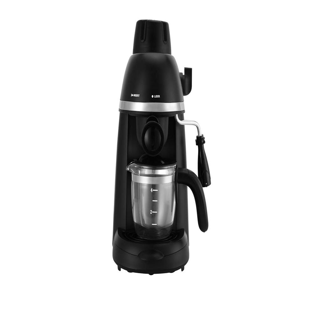 Russell Hobbs Prestige 4 Cups Brew Coffee Maker | 800W Espresso & Cappuccino Machine | Frothing Function | 0.24L Aluminium Boiler | Glass Carafe | Overheat Protection | 2-Year Warranty RCM800CE