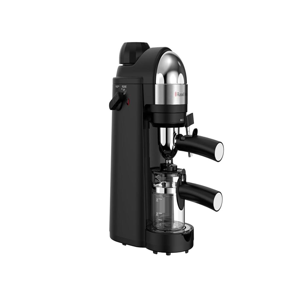 Russell Hobbs RCM800C5 Espresso Machine with Integrated Frother 5 Bar Cappuccino & Latte Maker with Stainless Steel Filter Detachable Drip Tray Glass Carafe Overheat Protection 4 Cups